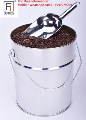 20L 둥근 식품 안전 금속 버킷 5~10KG 저장용 밸브